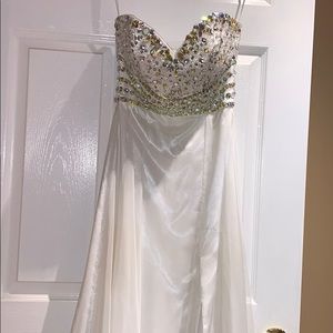 White Strapless Prom Dress